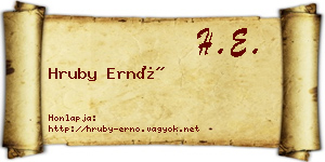 Hruby Ernő névjegykártya